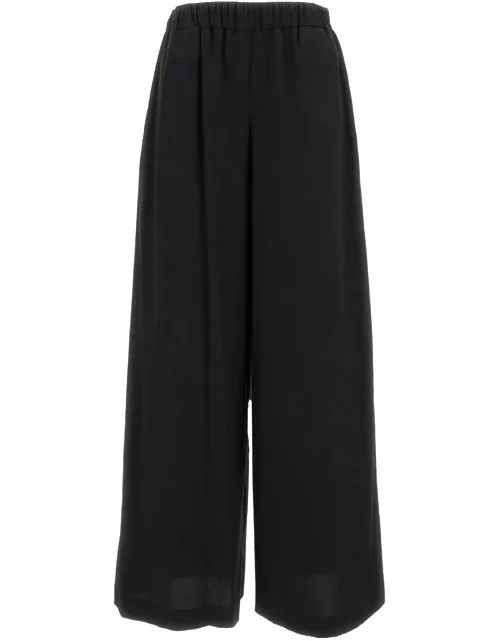 Federica Tosi Black Elastic High-waisted Pants In Stretch Cotton Woman