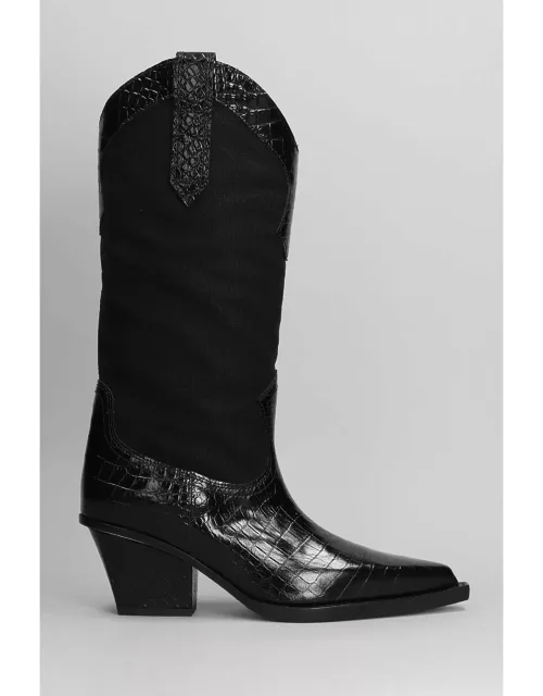 Paris Texas Rosario Texan Boots In Black Leather And Fabric