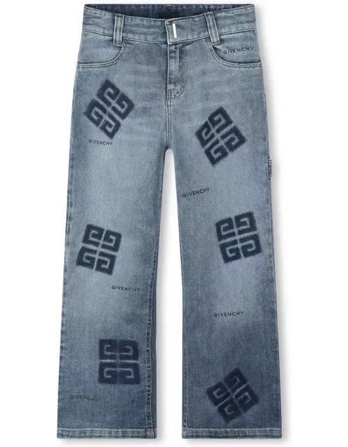 Givenchy Straight Leg Jeans In Denim With 4g Print
