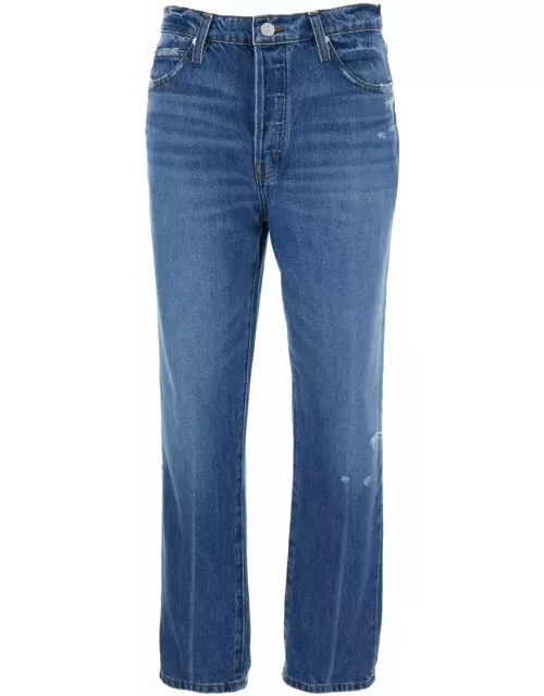 Frame le Mec Blue Jeans With Used Effect In Cotton Denim Woman