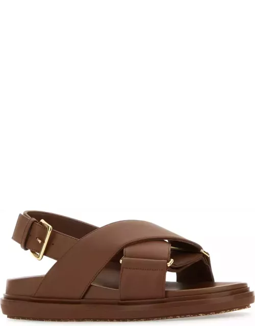 Marni Brown Leather Fussbett Sandal