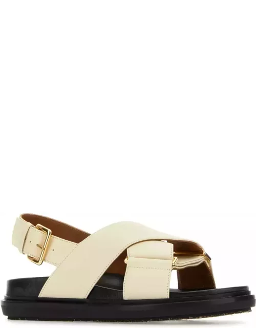 Marni Ivory Leather Fussbett Sandal