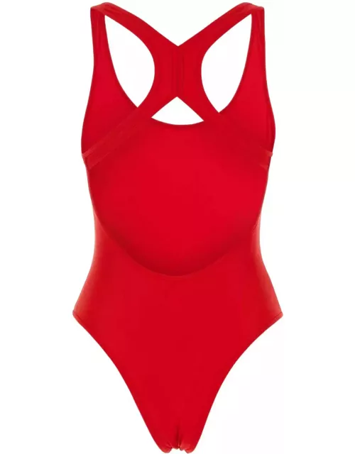 Ami Alexandre Mattiussi Red Stretch Nylon Swimsuit