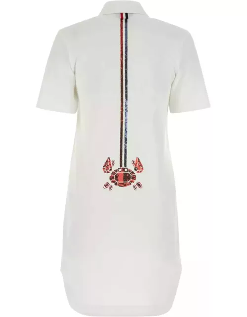 Thom Browne White Piquet Mini Shirt Dres