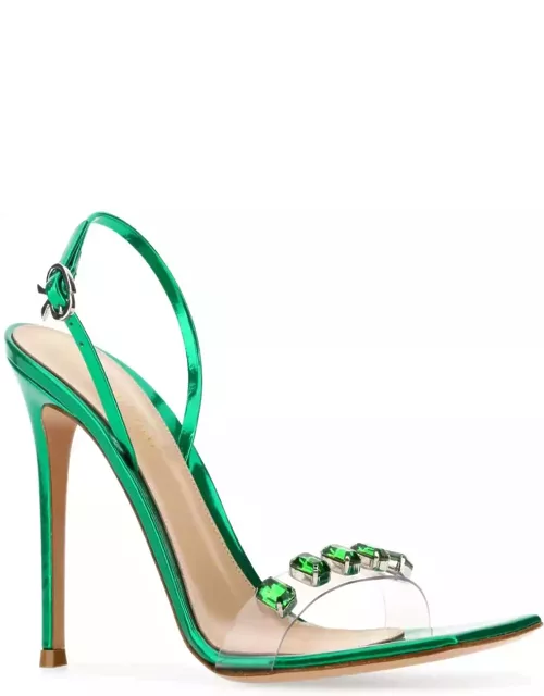 Gianvito Rossi Green Leather â and Pvc Ribbon Candy Sandal