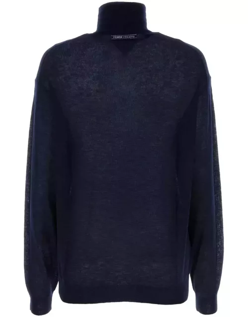 Prada Navy Blue Cashmere See-through Sweater