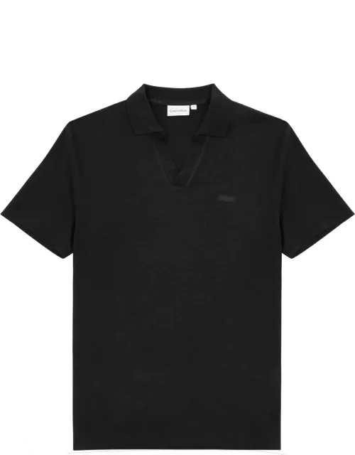 Calvin Klein Logo Cotton-blend Polo Shirt - Black