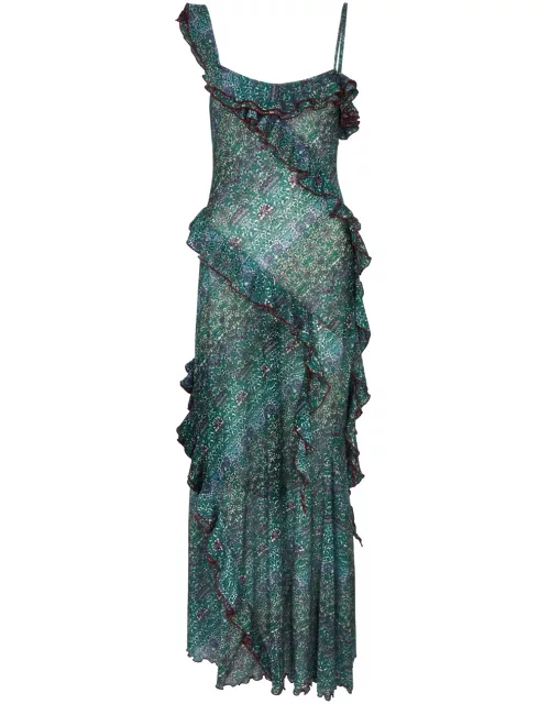 Siedres Monica Printed Ruffled Maxi Dress - Multicoloured - 38 (UK10 / S)