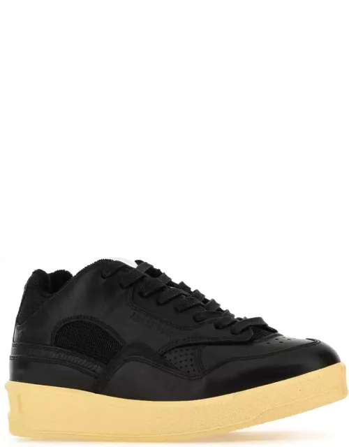 Jil Sander Black Leather And Fabric Basket Sneaker