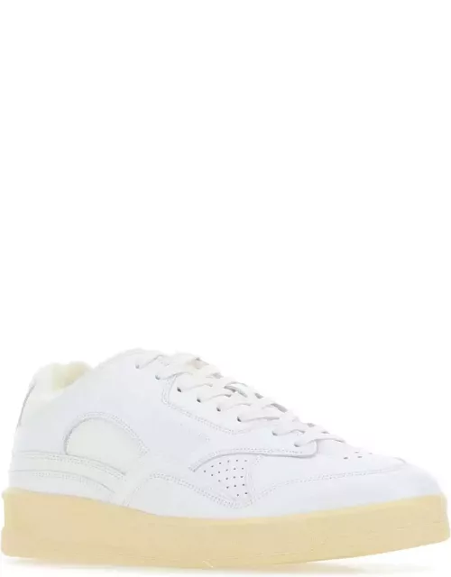 Jil Sander White Leather And Fabric Basket Sneaker