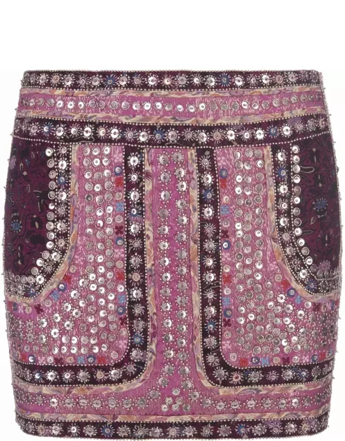 Isabel Marant Embellished Silk Oneila Mini Skirt