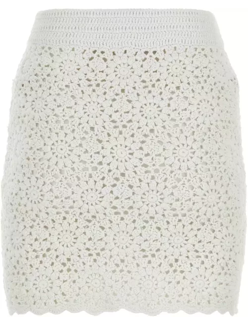 MC2 Saint Barth White Crochet Mini Skirt