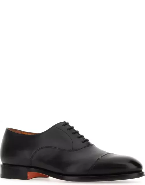 Santoni Black Leather Lace-up Shoe
