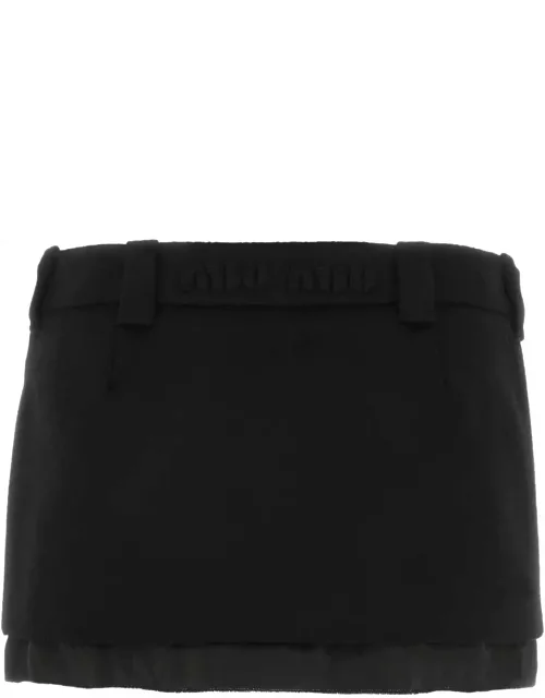 Miu Miu Black Wool Blend Mini Skirt