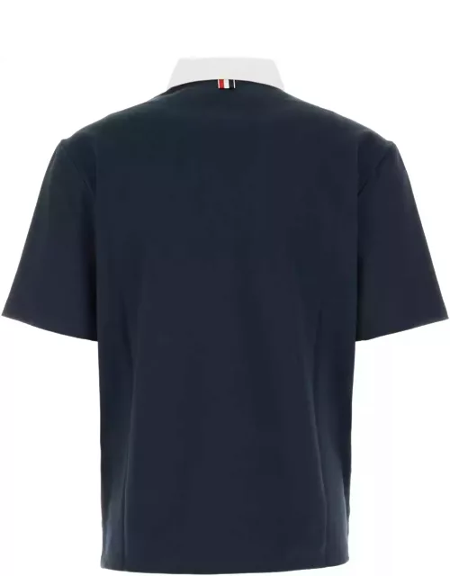 Thom Browne Short Sleeve Rugby Polo In Heavy Jersey W/cotton Twill Combo
