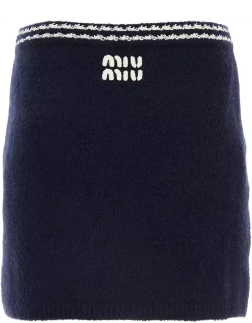 Miu Miu Blue Wool Blend Mini Skirt