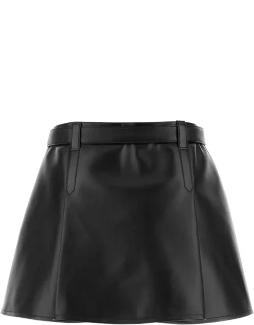 Miu Miu Black Nappa Leather Mini Skirt