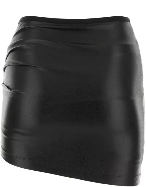 Helmut Lang Black Synthetic Leather Mini Skirt