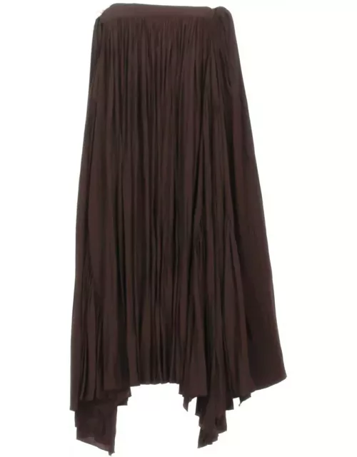 Lanvin High Waist Asymmetric Gathered Maxi Skirt