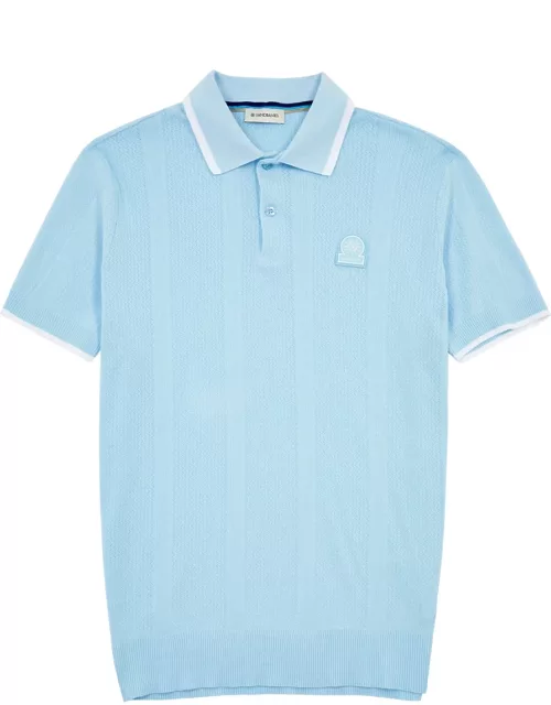 Sandbanks Logo Pointelle-knit Polo Shirt - Light Blue