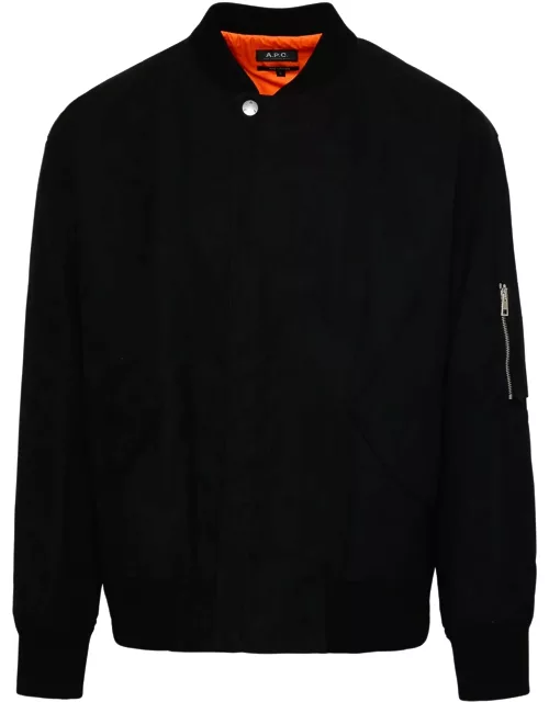 A.P.C. Hamilton Bomber Jacket In Black Cotton