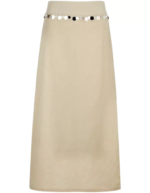 Gimaguas Donna Embellished Linen-blend Maxi Skirt - Beige - M (UK12 / M)