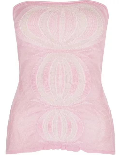 Gimaguas Été Intarsia Pointelle-knit top - Pink - M (UK12 / M)
