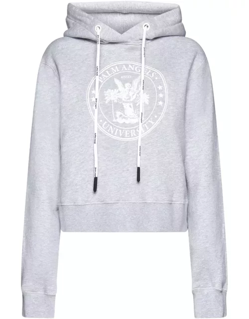 Palm Angels Grey College Hoodie In Cotton Woman