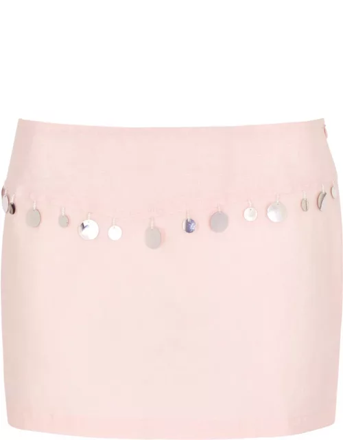 Gimaguas Mako Embellished Cotton Mini Skirt - Pink - M (UK12 / M)