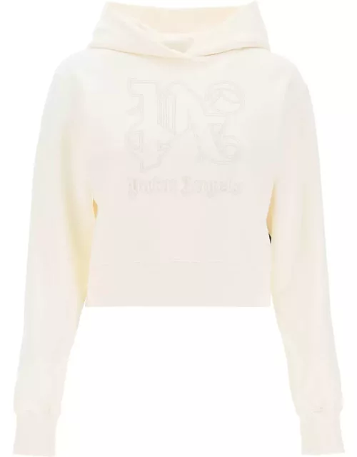 Palm Angels Cropped Hoodie With Monogram Embroidery