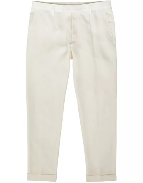 Boss Pepe Tapered-leg Linen Trousers - White - 46 (W30 / S)