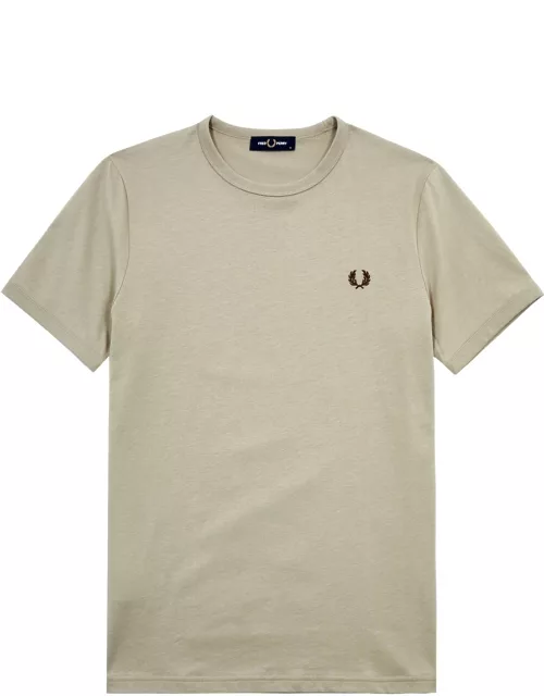 Fred Perry Logo-embroidered Cotton T-shirt - Taupe