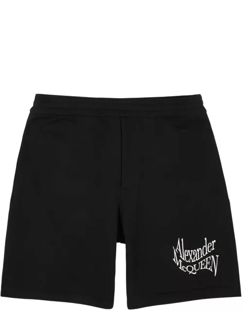 Alexander Mcqueen Logo-embroidered Cotton Shorts - Black