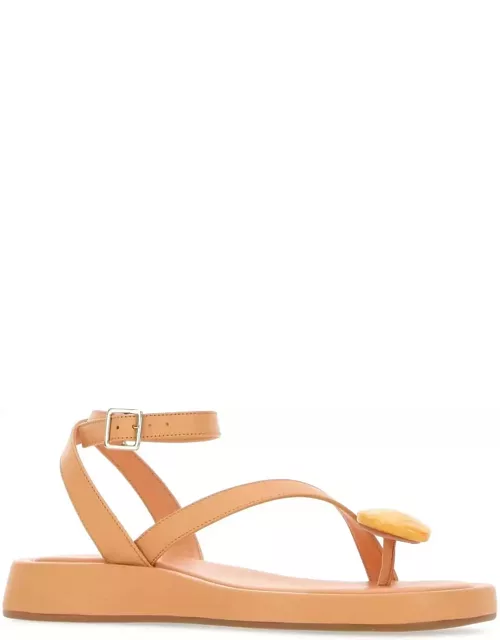 GIA BORGHINI Peach Leather Rosie 18 Thong Sandal