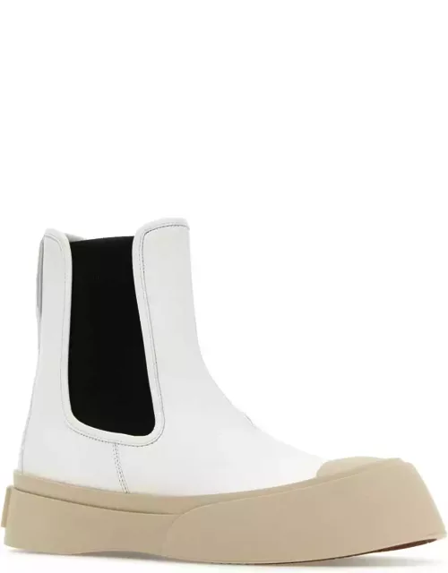 Marni White Nappa Leather Pablo Ankle Boot