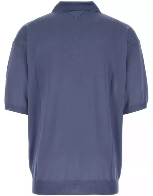 Prada Air Force Blue Silk Polo Shirt