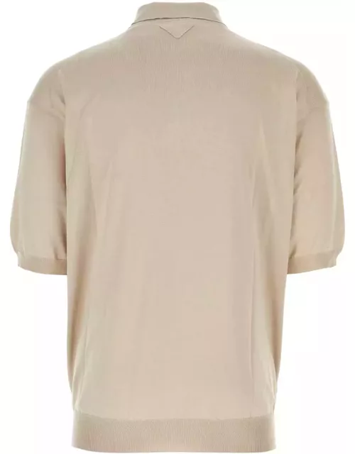 Prada Sand Silk Polo Shirt