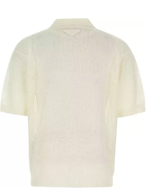 Prada Ivory Silk Blend Polo Shirt