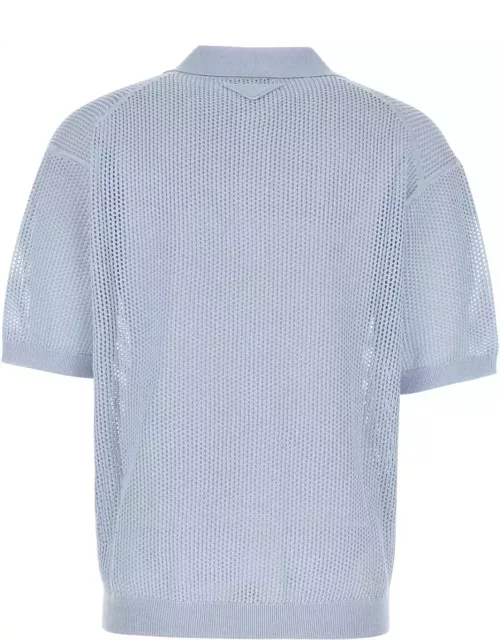 Prada Powder Blue Silk Blend Polo Shirt