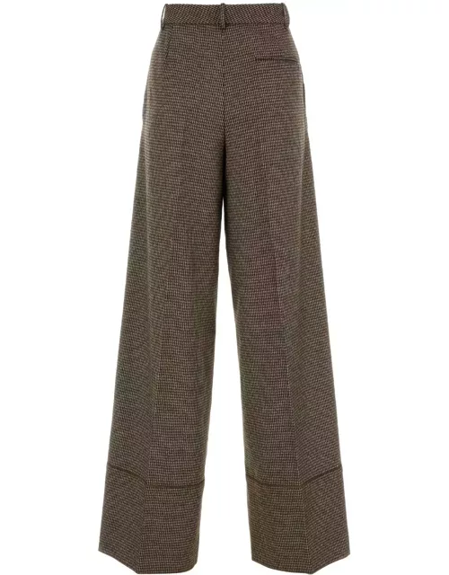 Bally Embroidered Stretch Wool Blend Wide-leg Pant