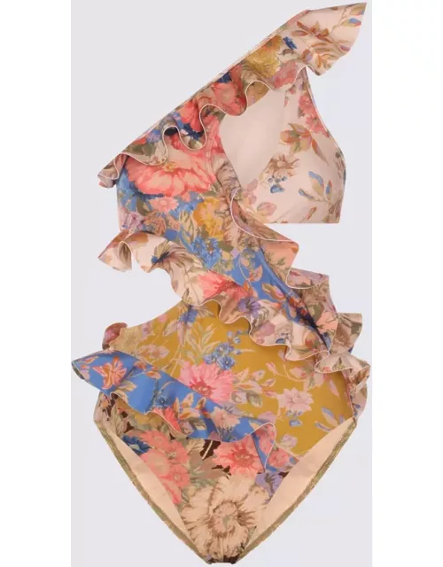 Zimmermann Multicolour Floral Print Ruffled Swimsuit