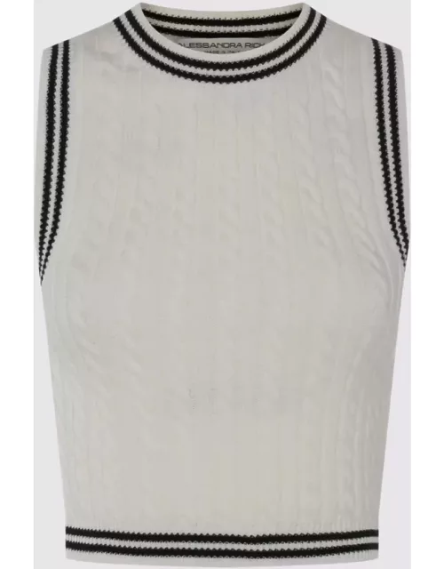 Alessandra Rich White And Black Cotton Top