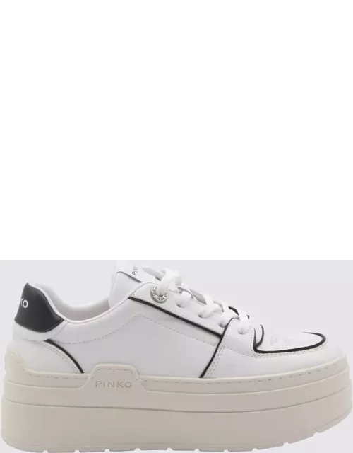 Pinko White And Black Leather Yoko Sneaker