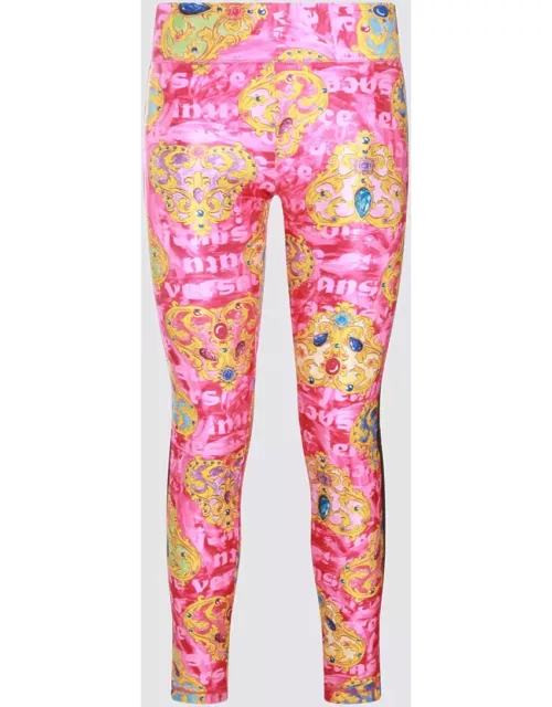 Versace Jeans Couture Pink Multicolour Heart Couture Legging