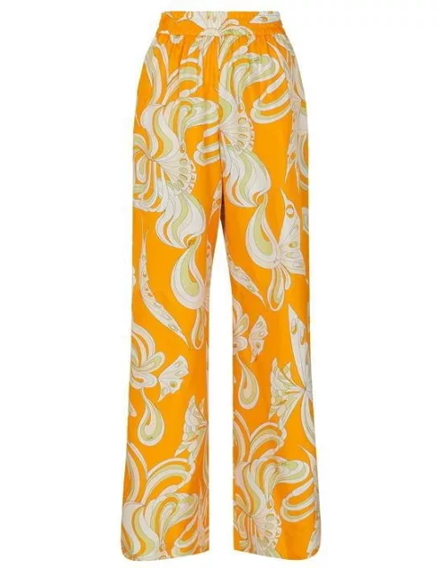 EMILIO PUCCI Farfalle Print Bootcut Trousers - Orange