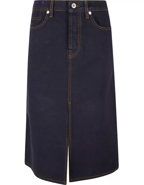 Burberry Japanese Front-slit Denim Midi Skirt