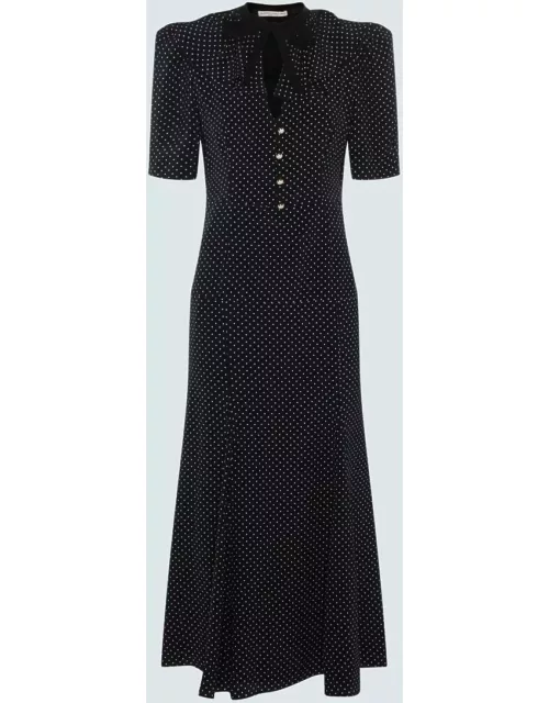 Alessandra Rich Navy Blue And White Silk Dres