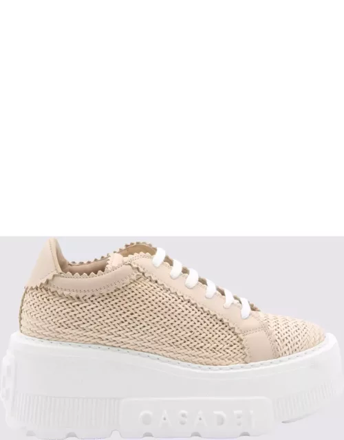Casadei Light Pink And White Leather Sneaker