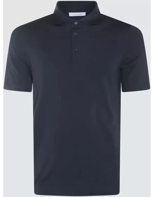 Cruciani Navy Blue Cotton Blend Polo Shirt