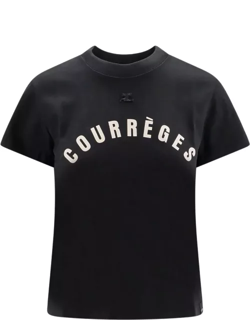 Courrèges Logo Print Round Neck T-shirt